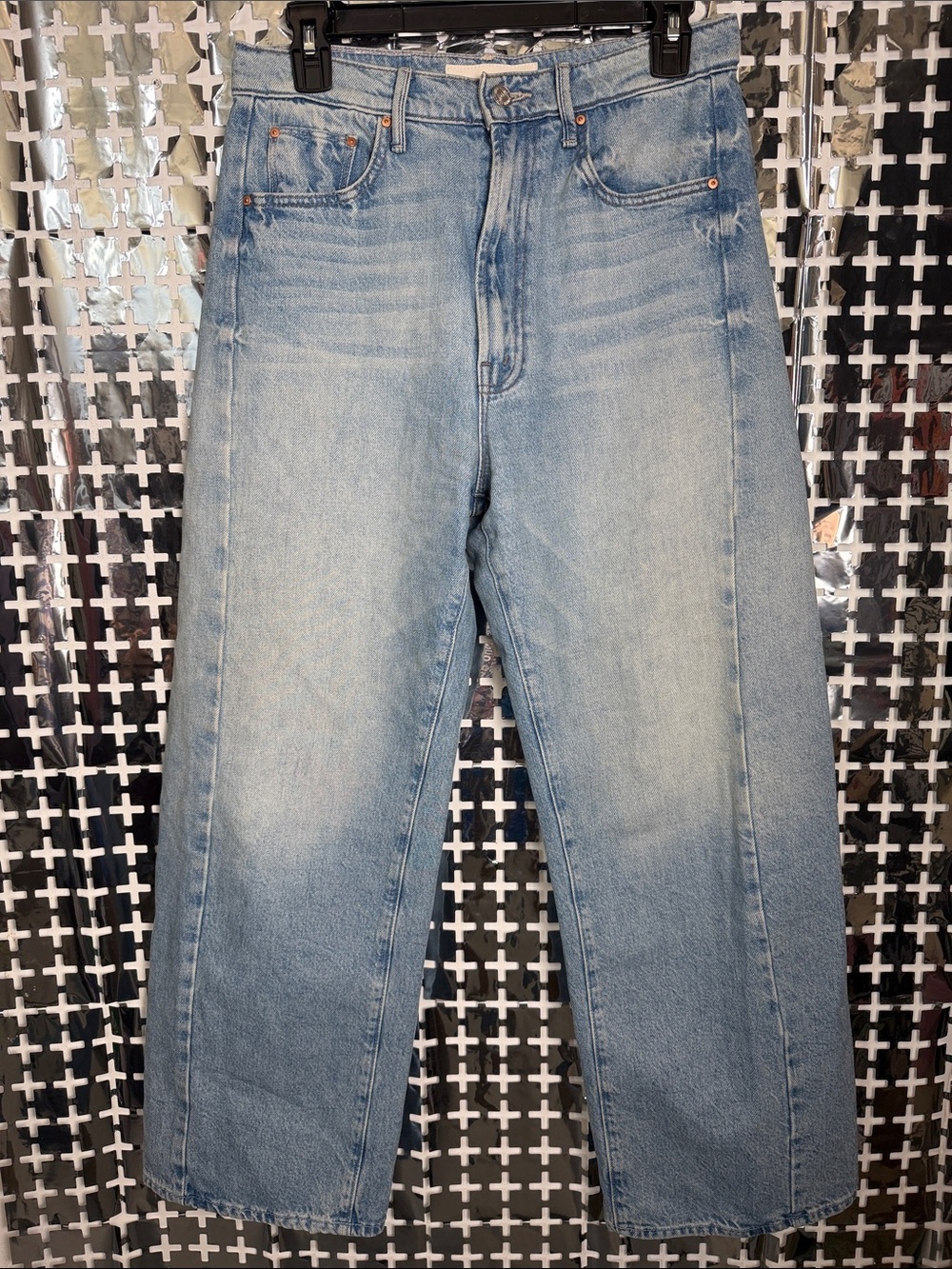 MOTHER Light Wash Wide-Leg Jeans